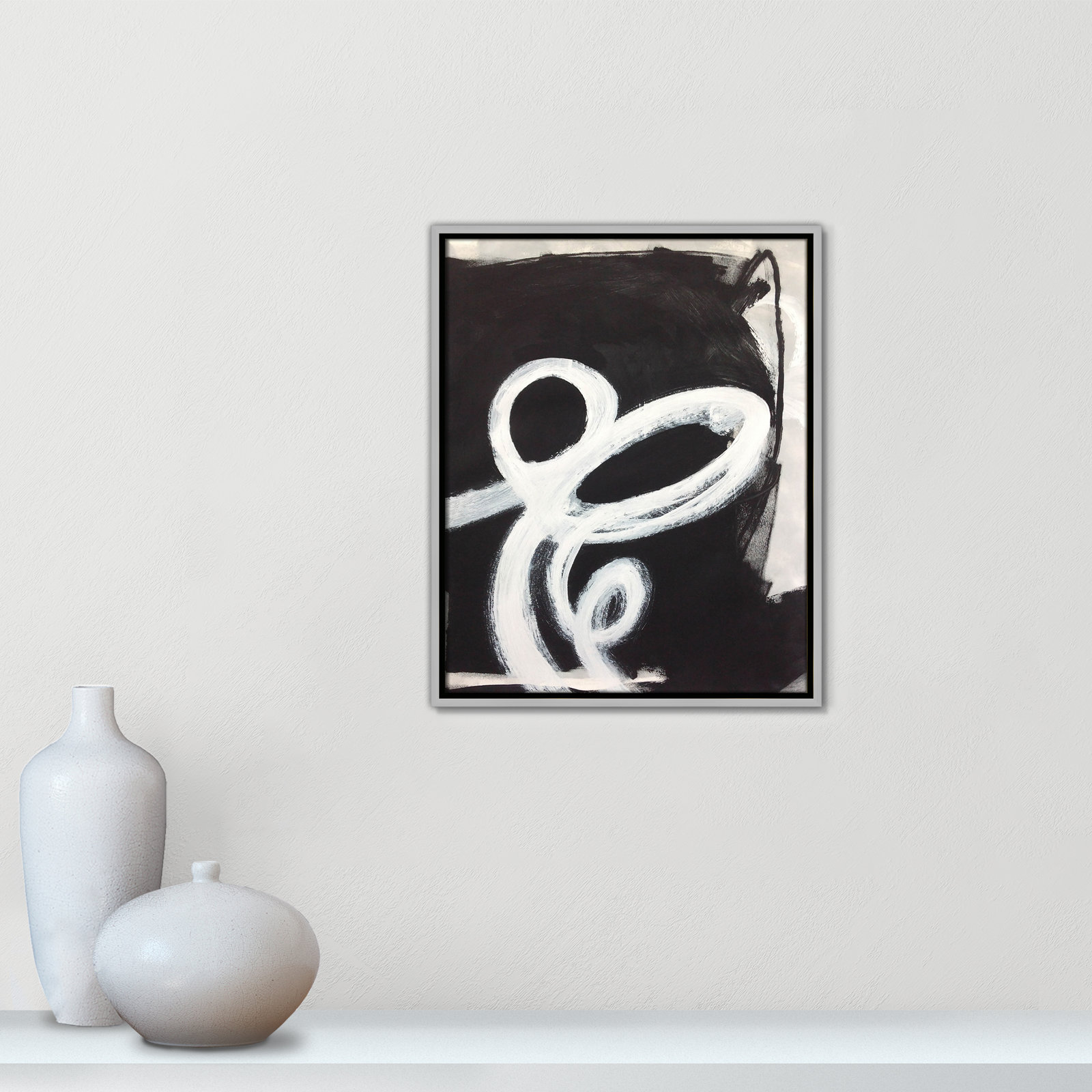 Bronte "Swirly Swirls II" Print, 21.5" H x 17.5" W x 2" D, Silver Floater Framed, No Mat