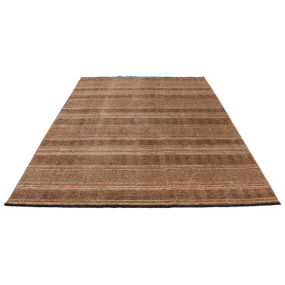 Tapis contemporain moderne brun 7 x 9