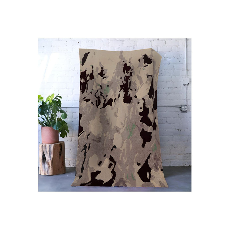 Tapis noir à motif abstrait moderne, Sous-tapis rectangulaire de 3 pi 3 po x 4 pi 11 po