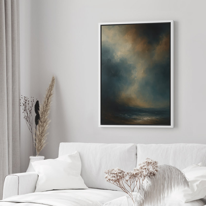Reproduction d'art abstrait sur toile encadrée pour décoration intérieure moderne, H 36 po x l 24 po, Blanc