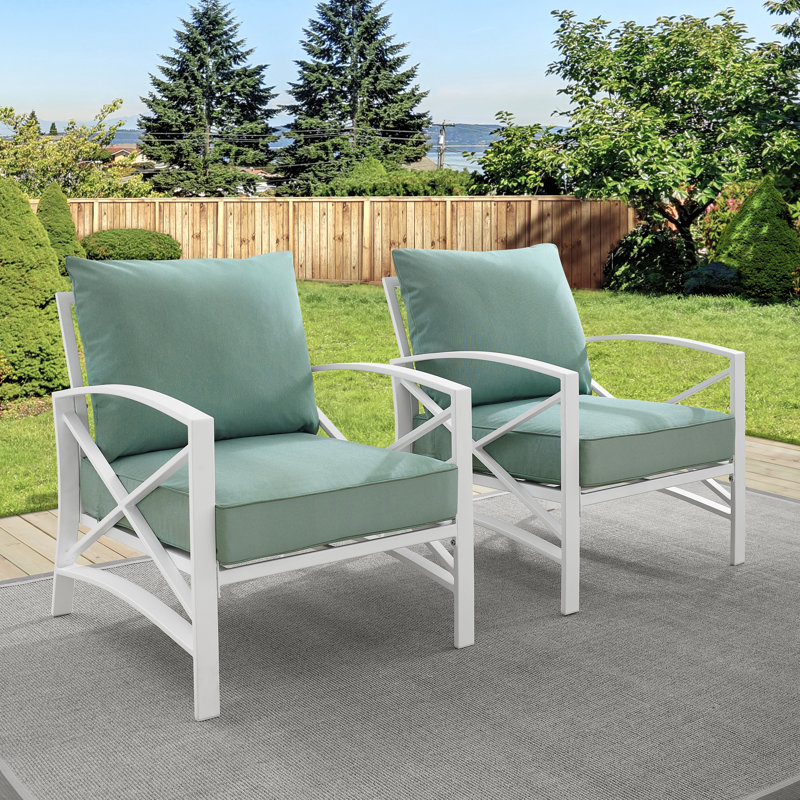Chaise de patio avec coussins Mosier, Brume, Blanc