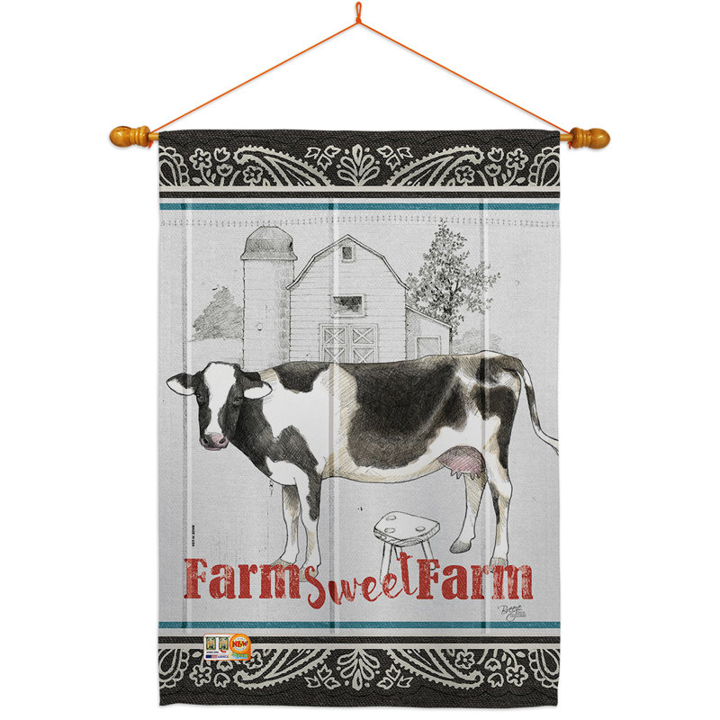 Polyester 2 faces Farm Sweet 40 x 28 po Ensemble de drapeaux