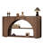 55" Arched Console Table with 3-Tier Storage, Wooden Entryway Sofa Table for Hallway, Living Room, Brown Oak