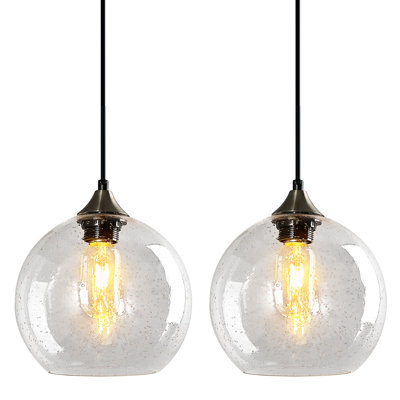 Dariyon 2 - Pack Single Pendant Kitchen Island Lighting Globe Pendant Light Fixtures Modern Pendant Lighting for Kitchen Island Bedroom Living Dining Room Light Fixture