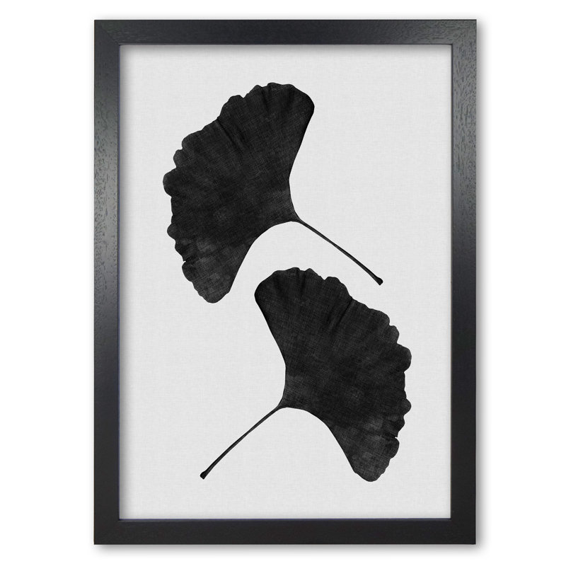 Ginkgo Leaf II - Print, Black Grain Frame, 30 cm H x 21 cm W x 5 cm D