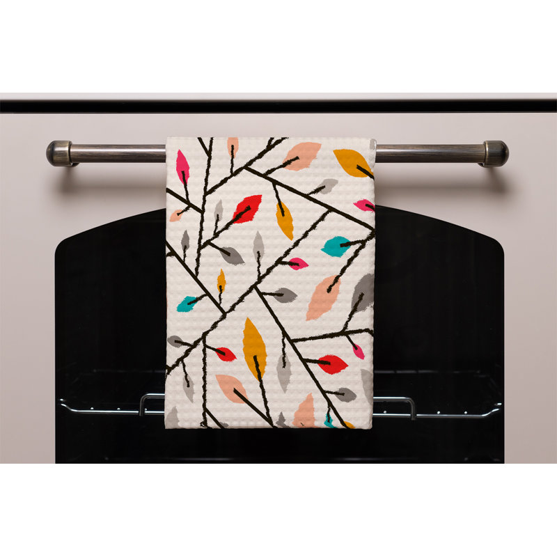 Cotton Floral Waffle Tea Towel Kitchen Towel