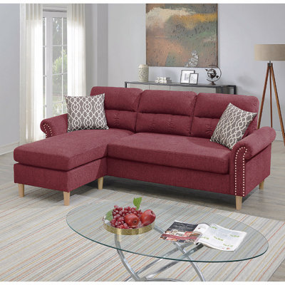 Canapé modulaire réversible en velours rouge paprika