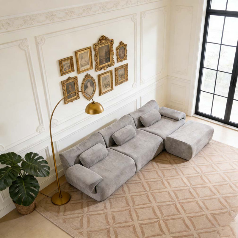 3+1 Seater Chenille Sofa, Grey