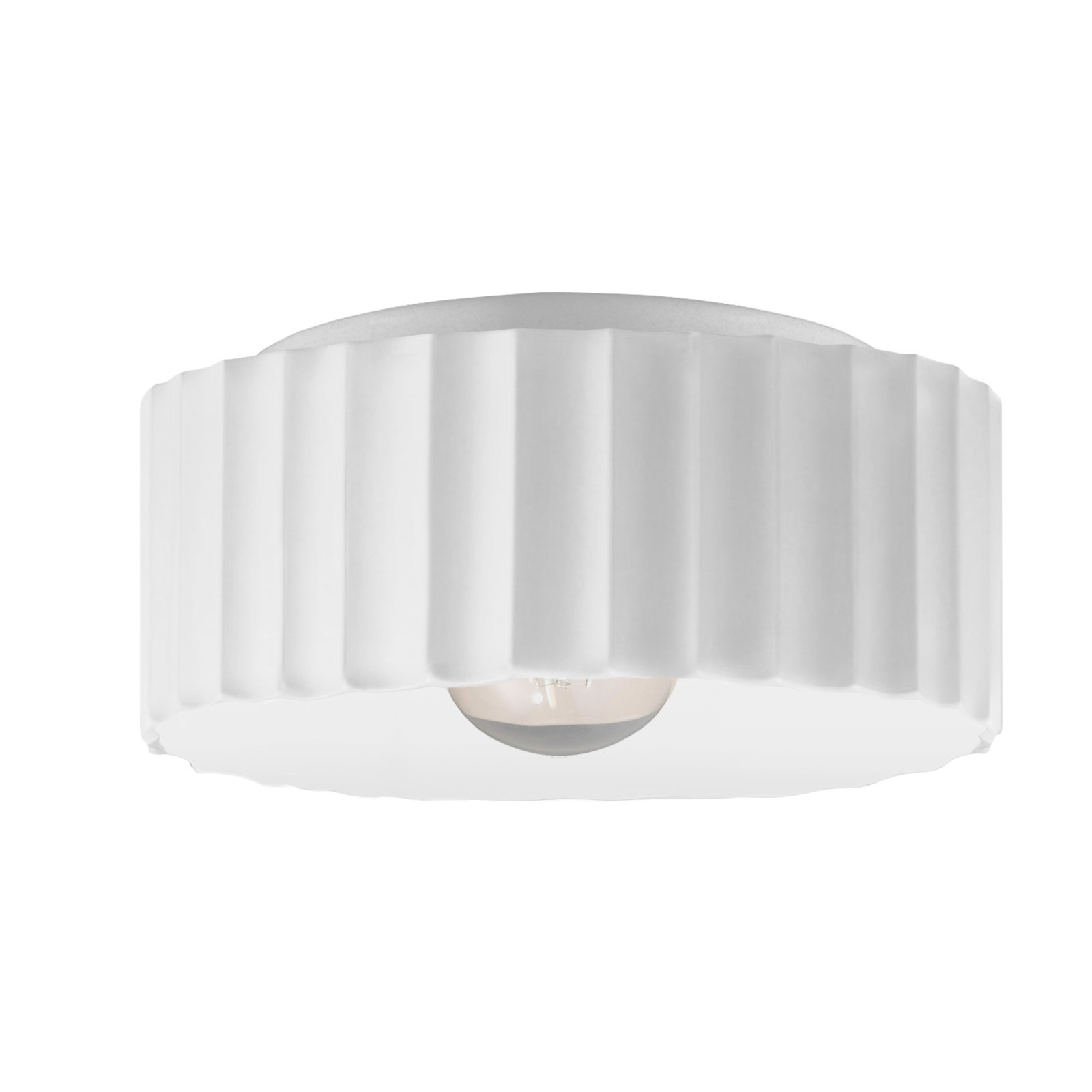 Colgate Single Light Ceramic Flush Mount, Gloss White, 6.5" H x 13" W x 13" D