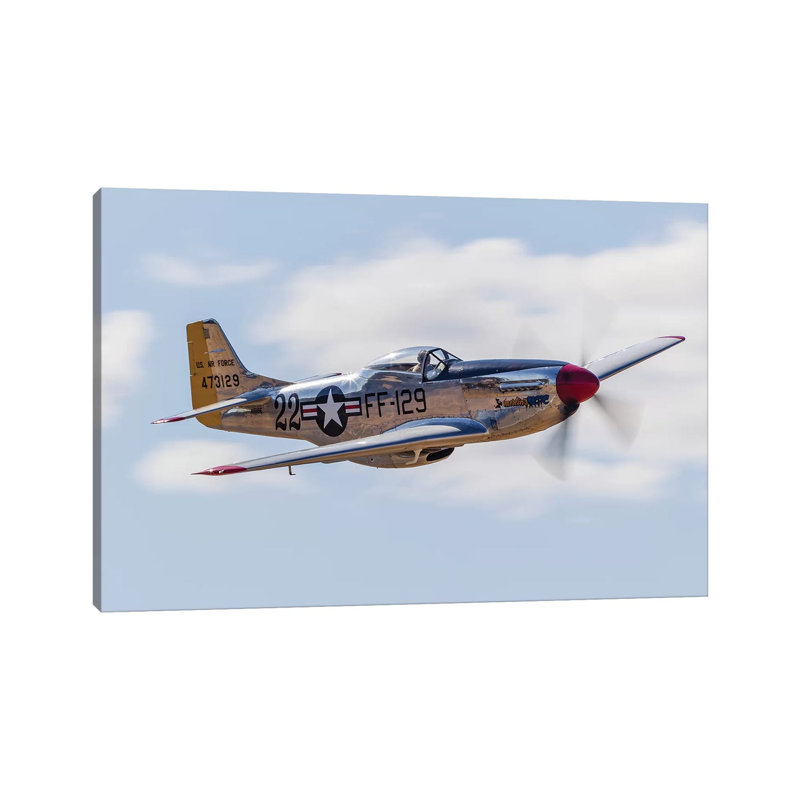 A P-51 Mustang Flies By At Vacaville, California by Rob Edgcumbe - Wrapped Canvas Print, 20.32 cm H x 30.48 cm W