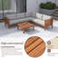 4-Piece Beige Wood Outdoor Sectional Sofa Set With Table