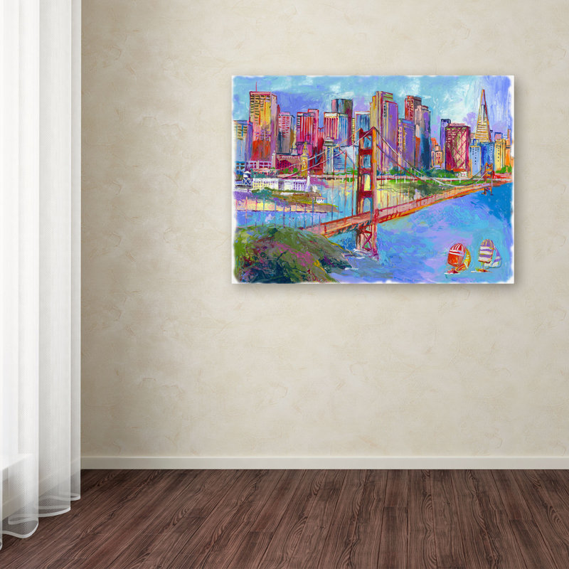 Vibrant San Francisco Cityscape Framed Canvas Art 19" x 14"
