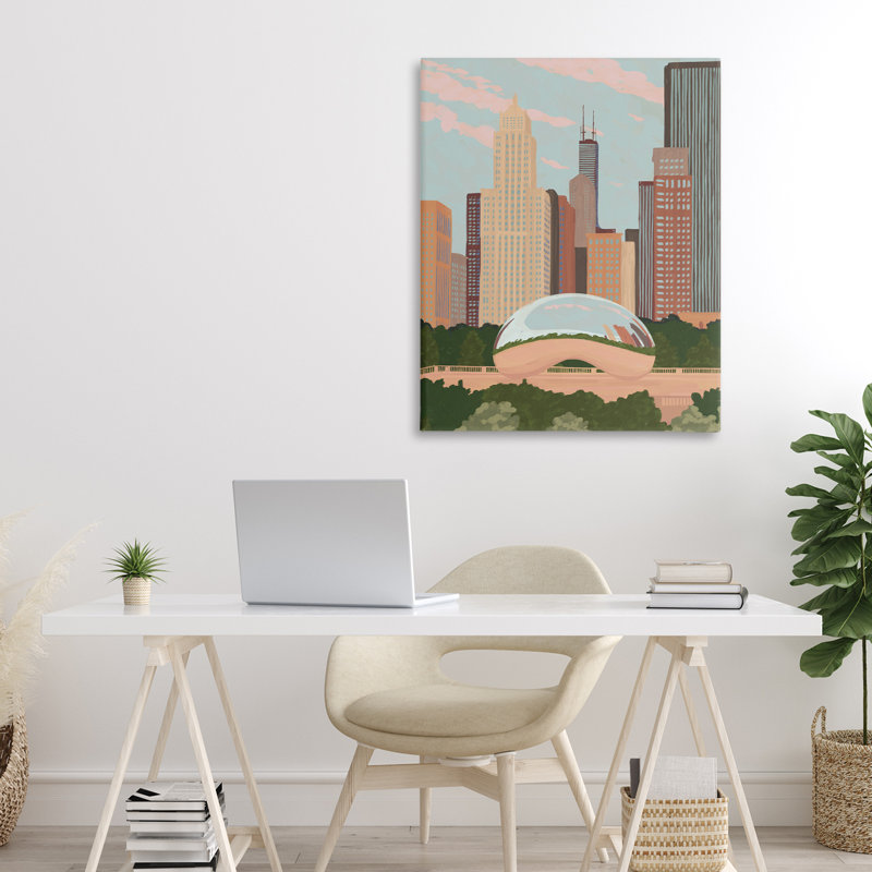 Toile Chicago Bean Cityscape, conception de Veronica Lara, H 30 po x l 24 po