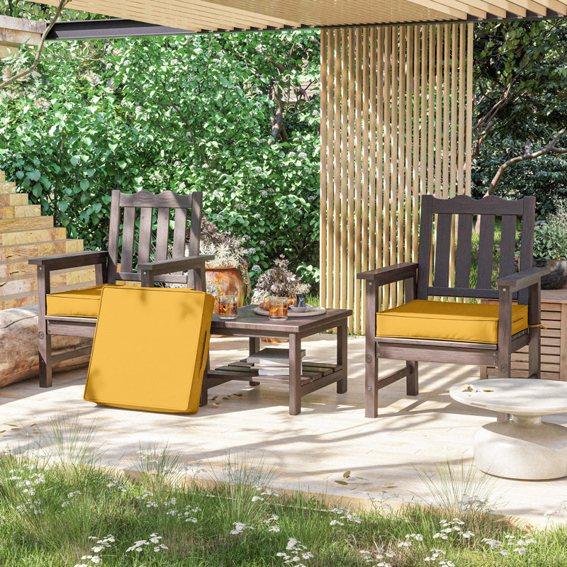 Coussins de siège d'extérieur de 4 po et coussins de siège de salle à manger de 22 po x 22 po , Jaune