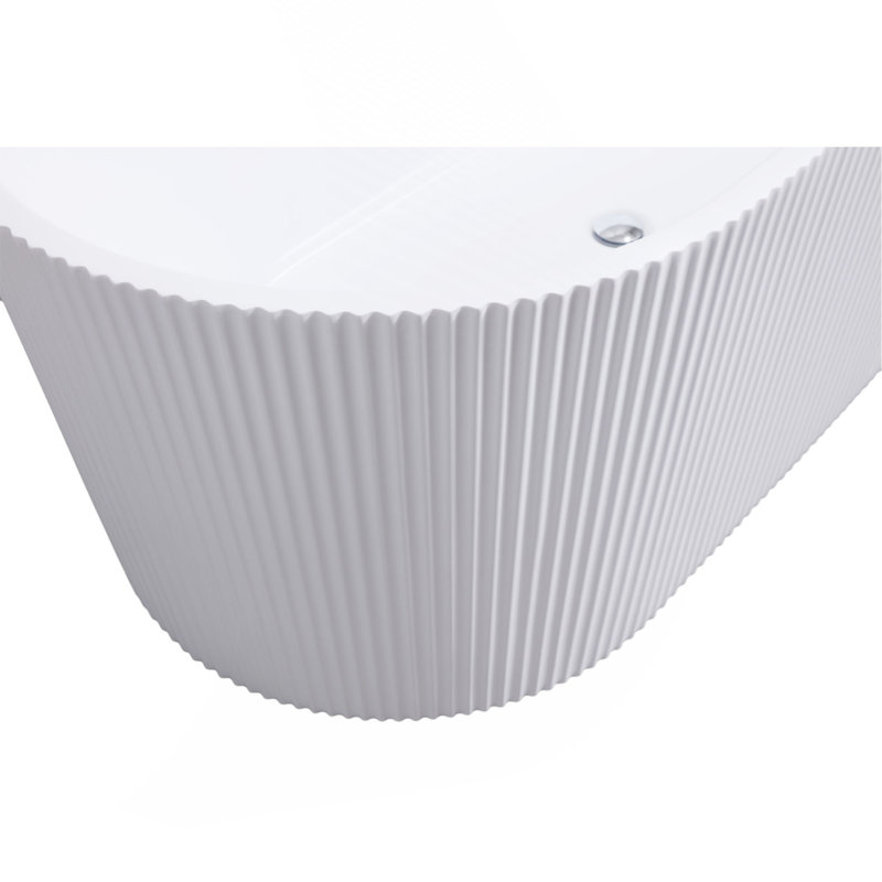 59"Linear Acrylicfreestanding Bathtub Stand Alone Soaker Tub, Glossy White Acrylic, POP-UP Chrome Drain, Cupc Certified