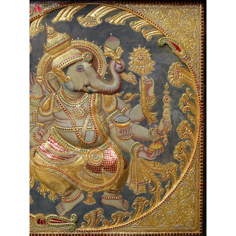 Danse Ganesha | Couleurs traditionnelles avec or 24 carats