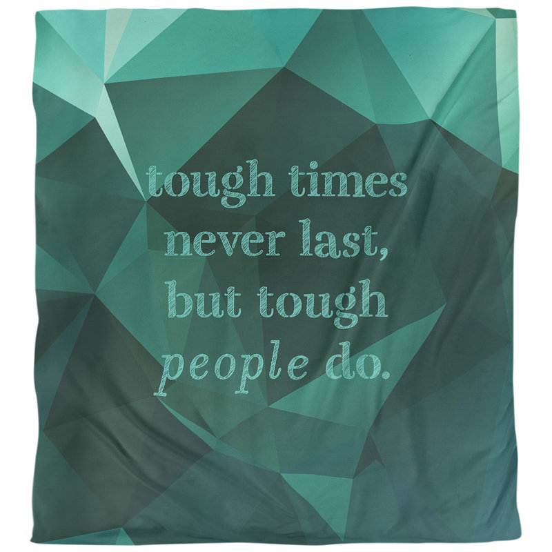 Housse de couette simple Tough Times Quote, Housse de couette pour très grand lit, Vert émeraude