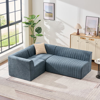 86.8" Upholstered Boneless Sectional Modern Fabric Modular L Shaped Dining Booth Compression Banquette Sofa