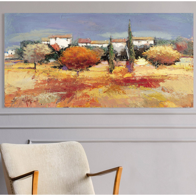 Countryside In The Sun by Luigi Florio - No Frame Painting on Canvas, 60cm H x 120cm W x 4cm D