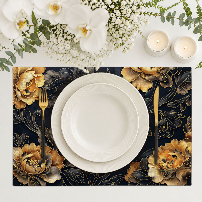 4-Piece Polyester Rectangle Dining Table Placemat