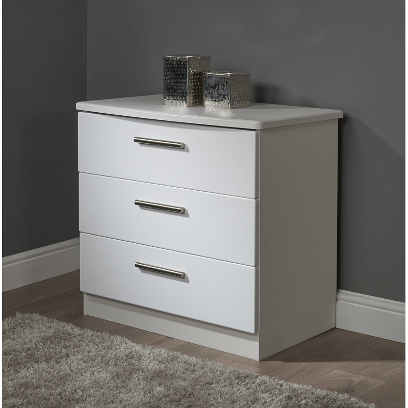 Fully Assembled Yvette 3 Drawer Chest, White