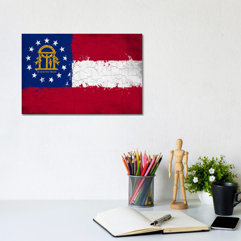 Georgia Cracked Fresh Paint State Flag by ICanvas - Wrapped Canvas Gallery-Wrapped Canvas Giclée, 20.32 cm H x 30.48 cm W