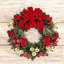 Joryn Holiday Wreath with Red and Gold Ornaments, Berries, Pinecones and Ribbon