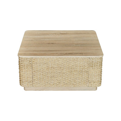 Table basse rectangulaire en rotin avec tiroir