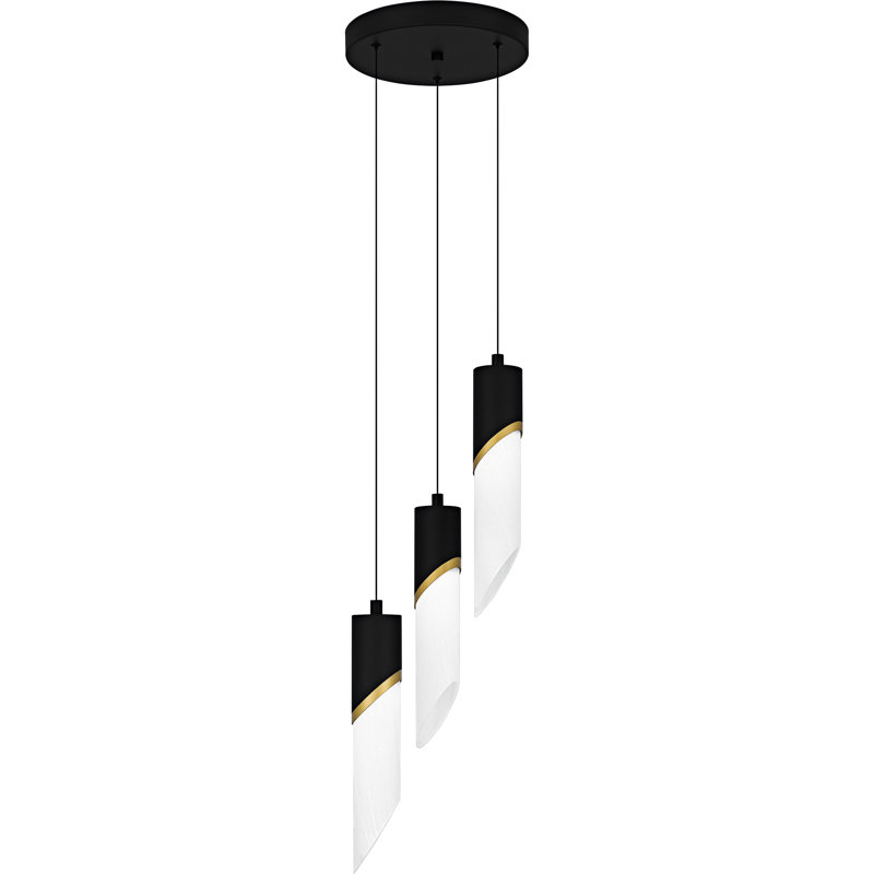 Luminaire suspendu intégré 3 lumières DEL noir mat Alys