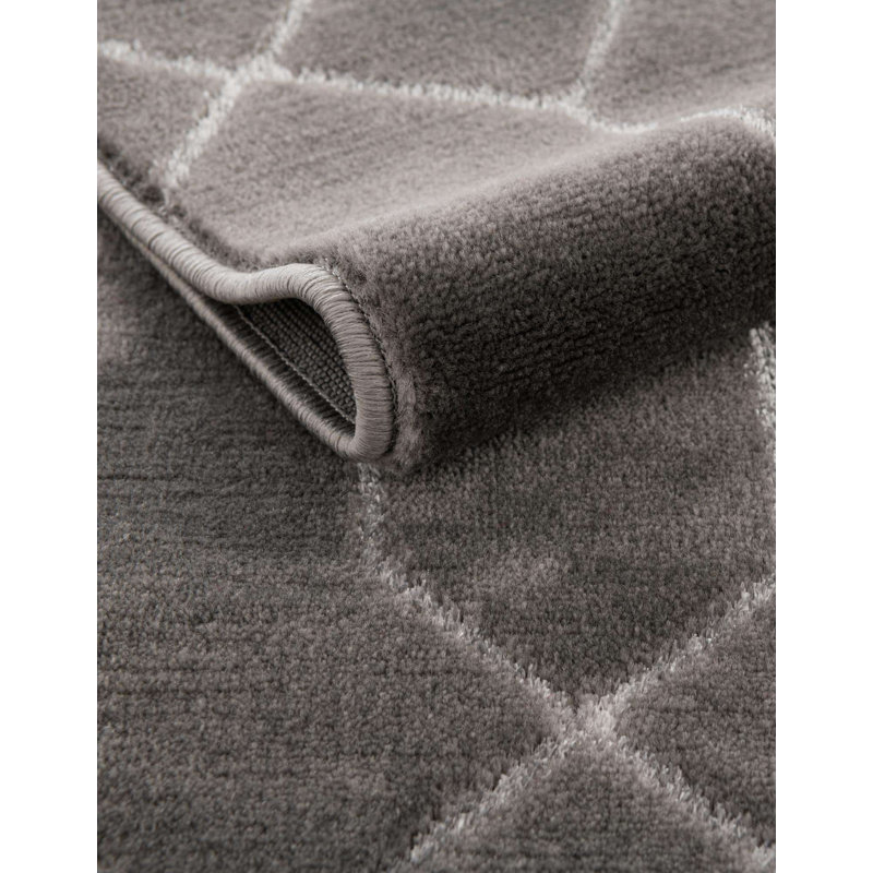 Regency Era Glam 4' x 6' Gray Silver Synthetic Trellis Rug