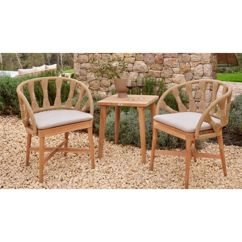 Krabi Outdoor Teak Dining Armchair, Canvas Natural Sunbrella® Canvas