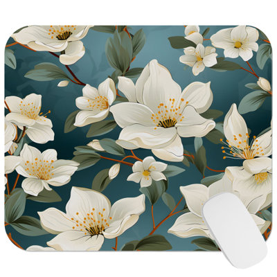 Floral Jasmine Flowers III Modern Gaming Cute Office Laptop Desk Pad Gift Mat Square Rectangle Non-Slip Mousepad