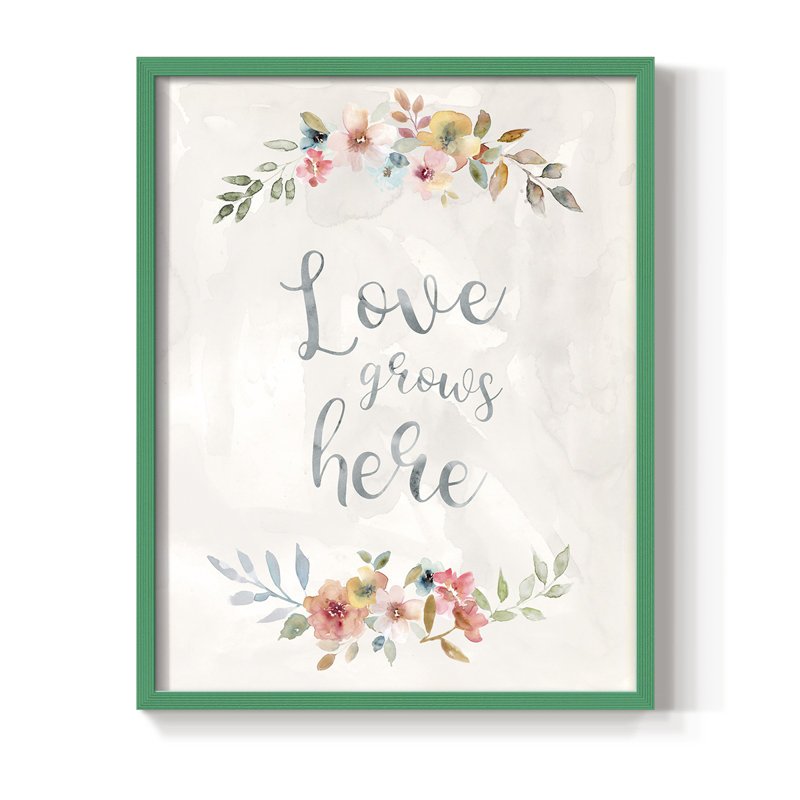 «Floral Love», reproduction encadrée - bois massif, H 30 po x l 24 po, Vert