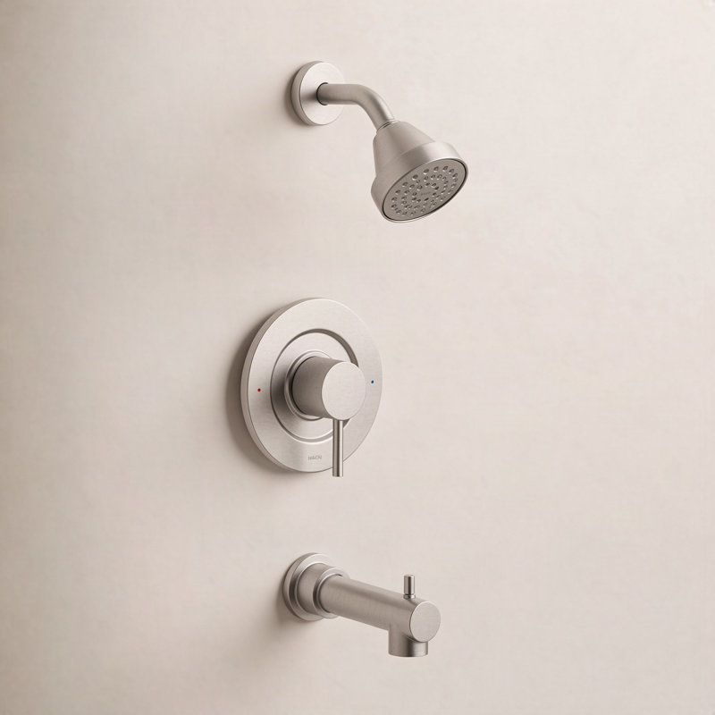 Ensemble de garniture de douche et baignoire Posi-Temp Moen Align, valve requise, Nickel brossé