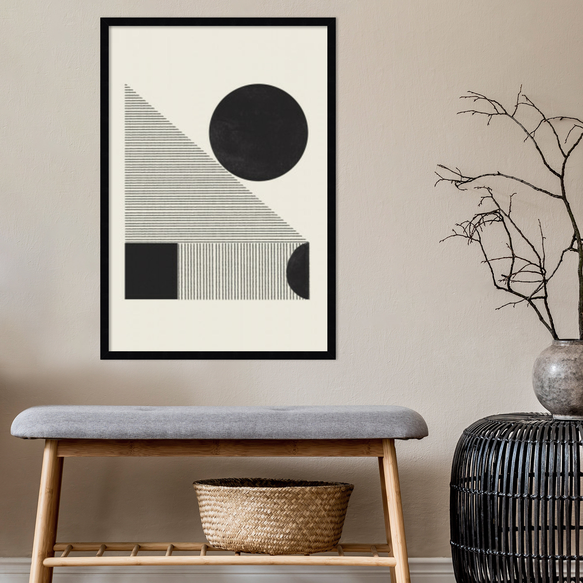 Composition IX by Miuus Studio, 17" W x 25" H, Black Framed