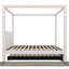 Lit à baldaquin simple avec lit gigogne et trois tiroirs de rangement, beige-396747881