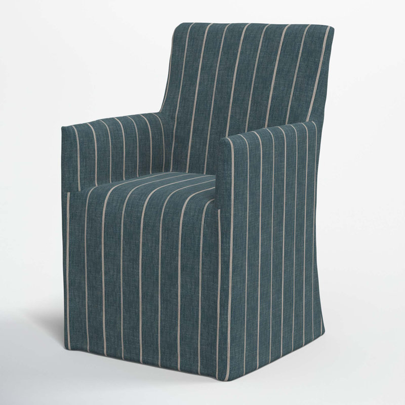 Ivanka 20'' H Cotton Upholstered Armchair, Fritz Indigo Stripe
