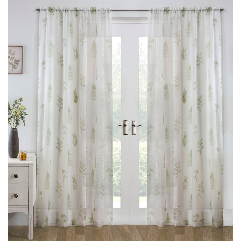 Ledonne Sheer Curtain Pair, 145cm Width x 183cm Drop, Green