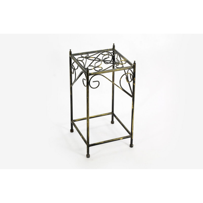 Petit support pour plante carrée en métal à 2 niveaux Stone Slab, H 20,52 po x l 11,02 po x P 11,02 po