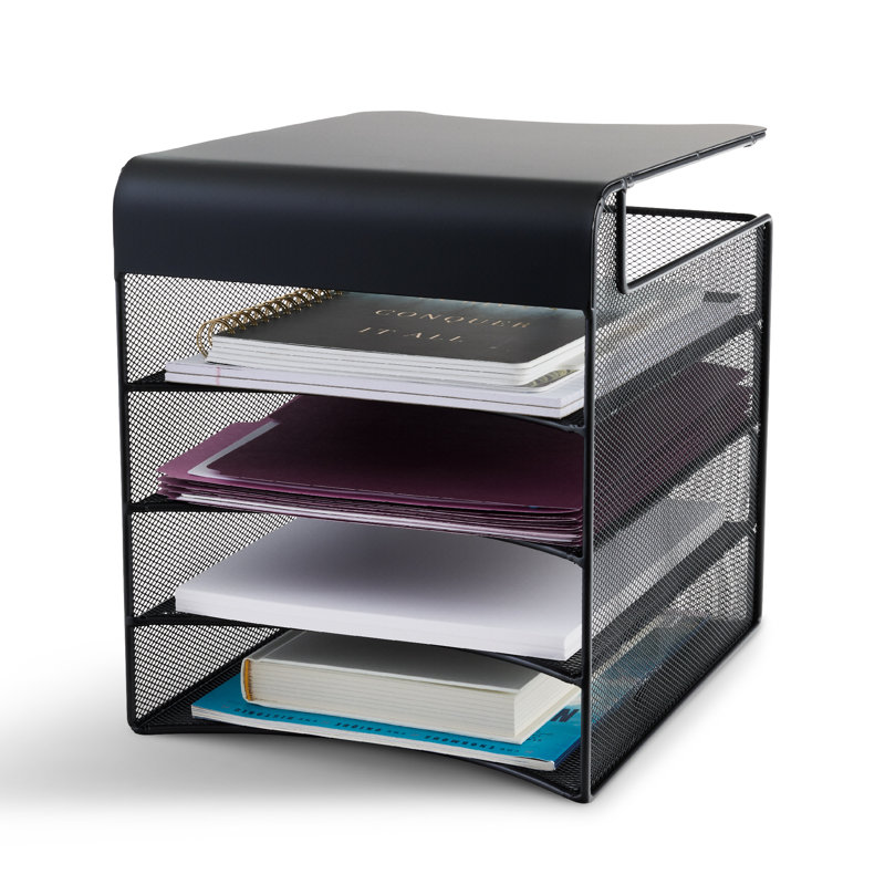 Onyx Mesh Solid Top Horizontal Hanging Paper Tray