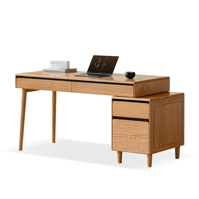 Bureau rectangulaire brun en bois massif avec 4 tiroirs, H 29,53 po x l 68,11 po x P 23,62 po