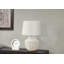Lighting, H 20 po, lampe de table, béton crème, abat-jour ivoire / crème, moderne
