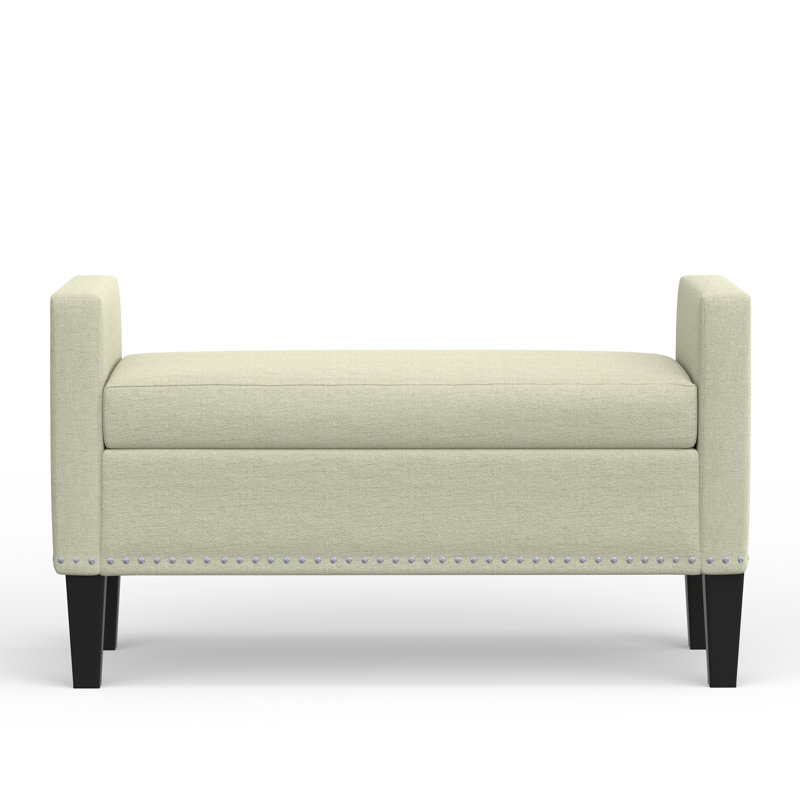Banc de rangement rembourré Macrina, Beige, H 24 po x l 42 po x P 17,8 po