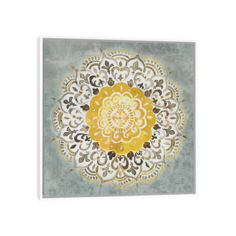 « Mandala Delight IV » par Danhui nai, reproduction d’art, H 37 po x l 37 po x P 1,5 po, Toile blanche encadrée, Pas de tapis