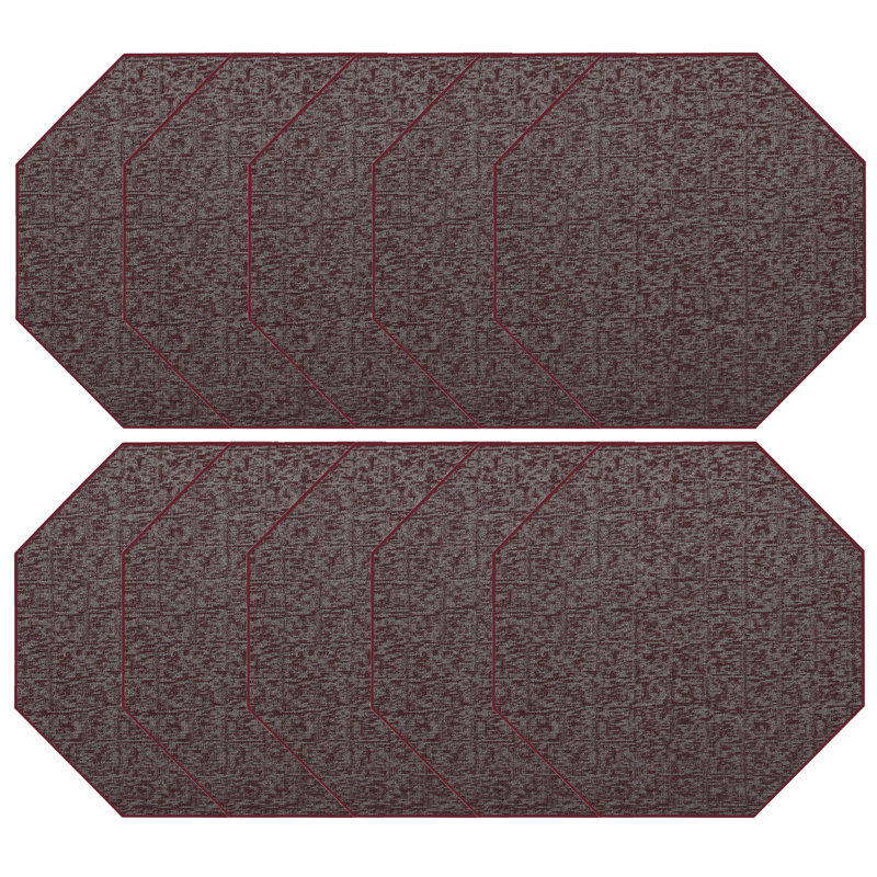 Ensemble de tapis intérieur / extérieur en nylon touffeté à la machine géométrique bourgogne, Octogone 3 pi