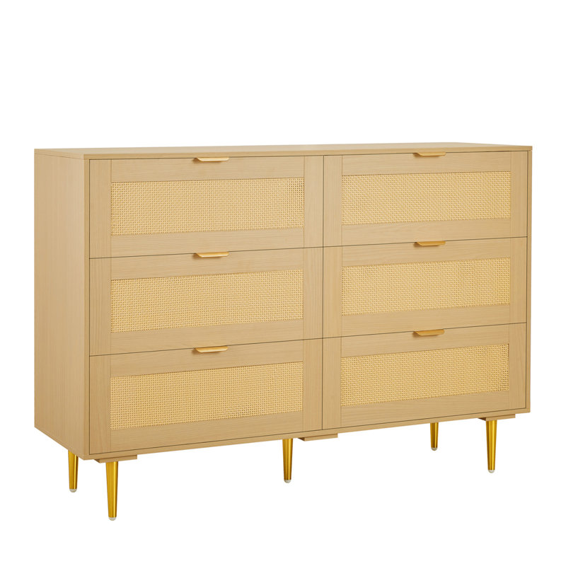 Commode 6 tiroirs en rotin