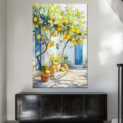 Art mural citron, art mural, art mural fruits méditerranéen, affiche d'art italien sur la cuisine, décoration murale pour la cuisine, prêt à accrocher 36 po x 48 po