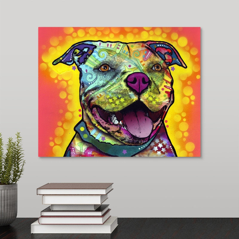 «Dewey Pit Bull» par Dean Rusco - reproduction, Toile, H 38 po x l 48 po x P 1,5 po