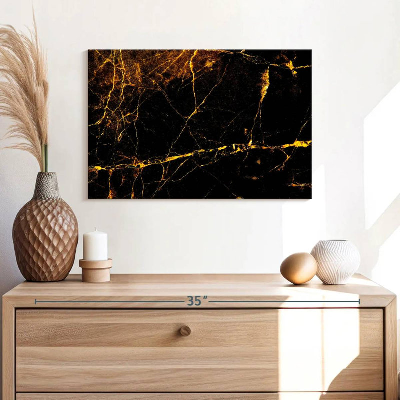 Avery Golden Splash Marble Abstract, 16" H x 24" W