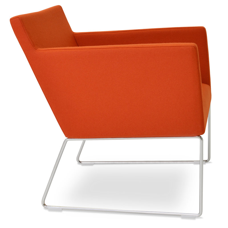 Harput 15'' H Upholstered Armchair, Chrome, Camira Wool Orange